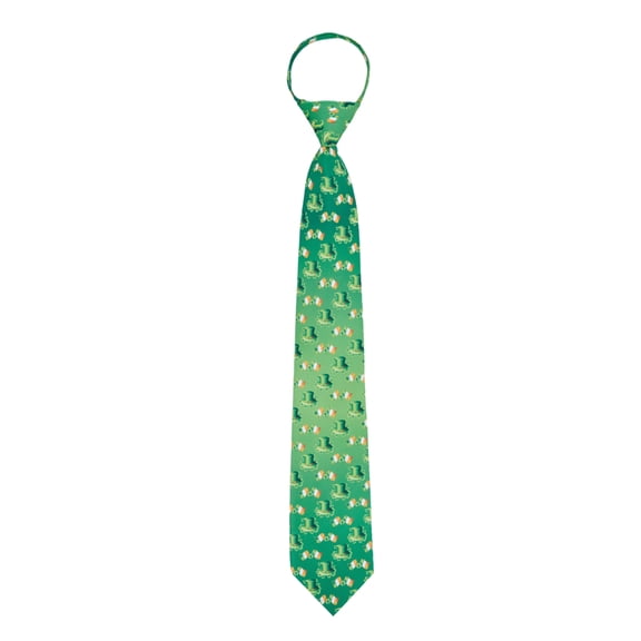 Jacob Alexander Men's Happy Saint Patrick's Day Leprechaun Hat Ireland Flag Diagonal Pre-Tied Zipper Neck Tie - Green
