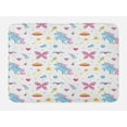 thumbnail image 1 of Crown Bath Mat, Elements Unicorn Magic Wand Stars Hearts and Shoes, Plush Bathroom Decor Mat with Non Slip Backing, 29.5" X 17.5", Blue Pink and Earth Yellow, by Ambesonne, 1 of 2