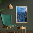 thumbnail image 2 of New York Wall Art with Frame, Aerial Night View of NYC with Dusk Sky Cloudy Sunset in City Fashion Capital Art Photo, Printed Fabric Poster for Bathroom Living Room, 23" x 35", Blue, by Ambesonne, 2 of 2