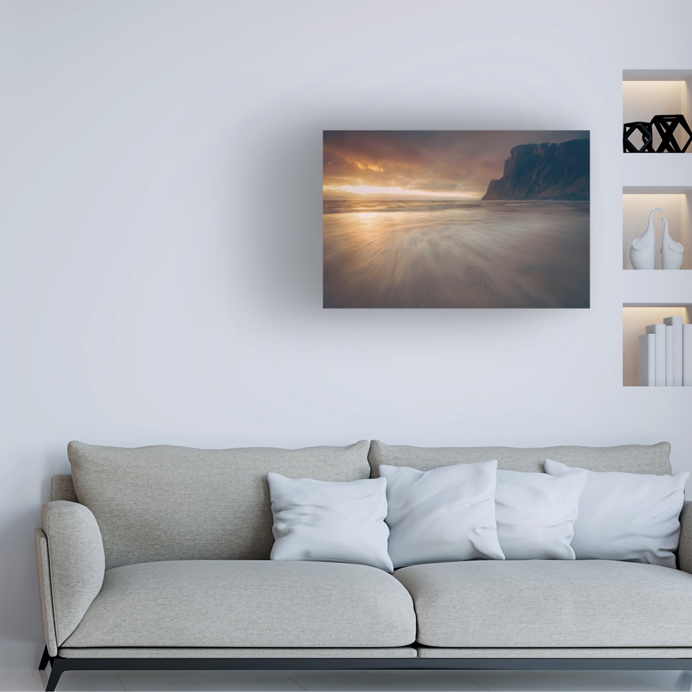 Canvas Wall Art - Fred Age Hol 'Kvalvika ' Wall Art for Living Room, Bedroom, or Office Décor by Trademark Fine Art - 19 x 12 Inches