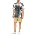 thumbnail image 2 of INSPIRE CHIC Mens Stripe Shirt Short Sleeved Color Block Button Down Beach Shirt M Black, 2 of 7