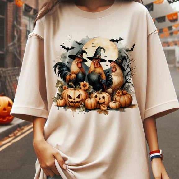 Halloween Chicken Shirt, Spooky Chicken Shirts, Halloween Gift, Chicken Witch T-Shirt, Spooky Season Tee, Halloween Gift, Spooky animal Shirt