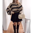 thumbnail image 6 of Womens Cute Sweaters Trendy Color Block Pullover Sweater Cable Knit Jumper Tops Khaki L, 6 of 8