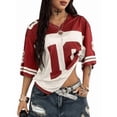 thumbnail image 2 of Gynyvoja Jersey Shirts for Women Oversized T-Shirt Jersey Top Graphic V Neck T-Shirts for Teen Girls Red L, 2 of 9