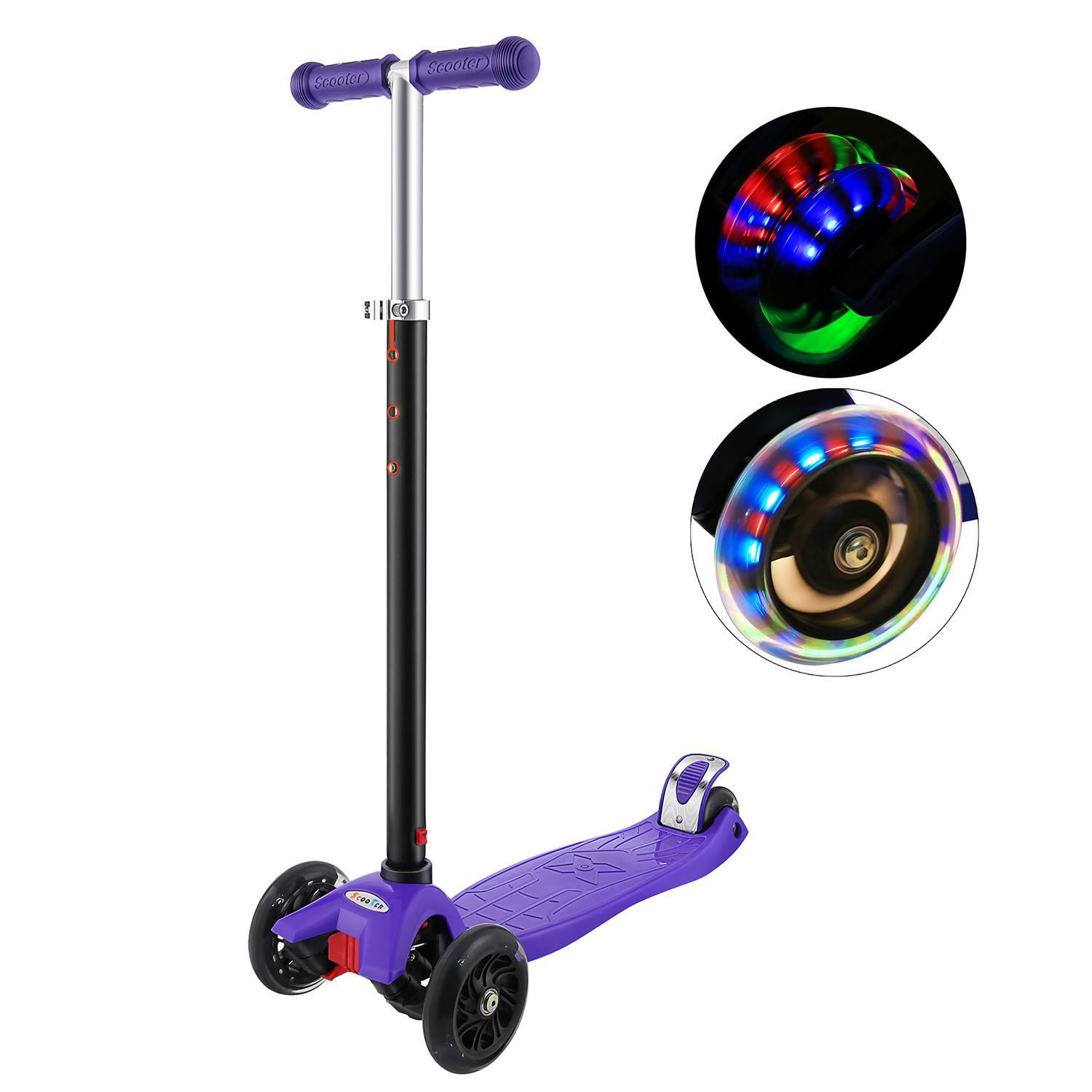 Toddler Scooter W/ 3 PU LED Wheels Kids Scooter Adjustable Heights Kick Scooter 