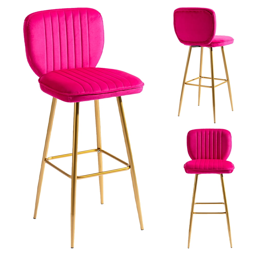 Counter Height Bar Stool Set of 4, Modern Velvet Barstools, Velvet