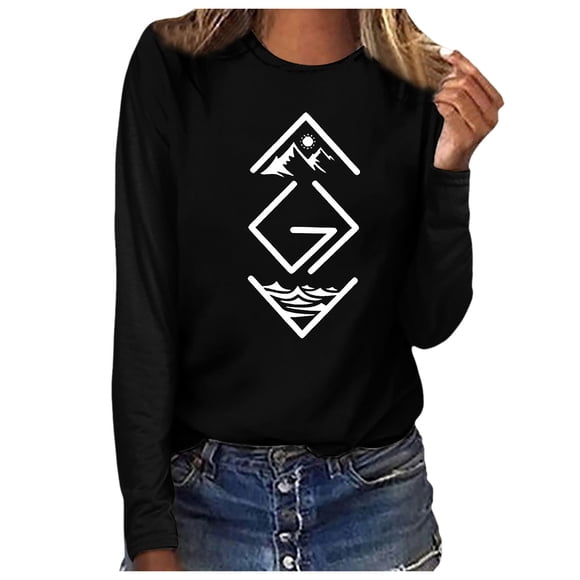 SNKSDGM T-Shirts à Manches Longues pour Femmes Coupe Ample Vêtements d'Automne pour Femmes Moins de 10 Dieu Est Plus Grand Que les Hauts et les Bas T-Shirt Femme Chandail à Manches Longues Haut Graphique S