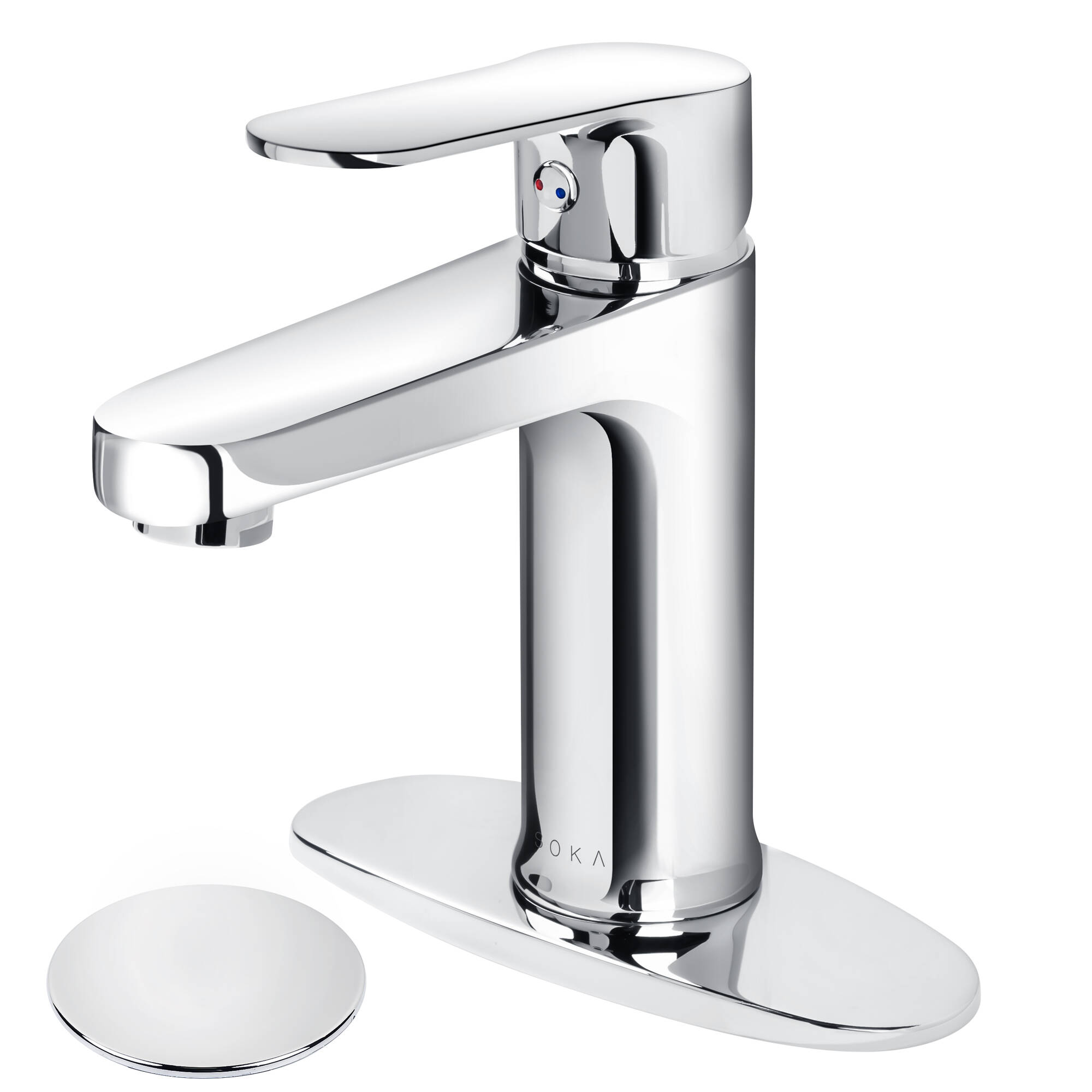 SOKA Brass Bathroom Faucet Chrome Bathroom Sink Faucet Chrome with Pop