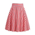 thumbnail image 5 of Fewfanhot Women's Skirts Vintage Striped Midi Skirt High Waist A-Line Flared Skirt Office Casua Stripes Skirts, 5 of 6