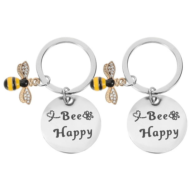 KAKOWELY 2 llaveros colgantes de metal con forma de abeja para el Día del Maestro.