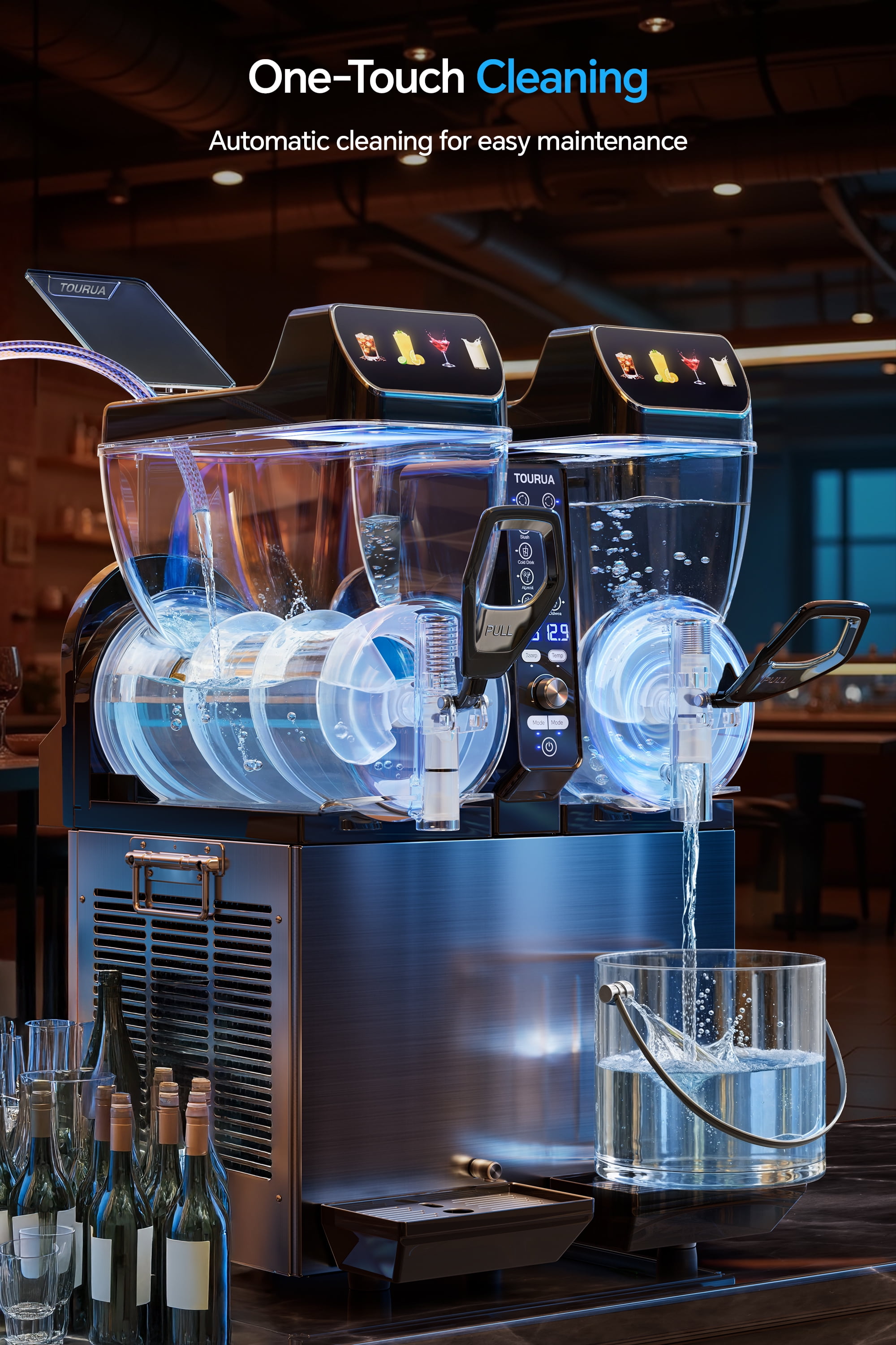 Tessanovi Commercial Slushie Machine, Margarita Daiquiri Wine Frappe Slush Frozen Drink Machine, 30L