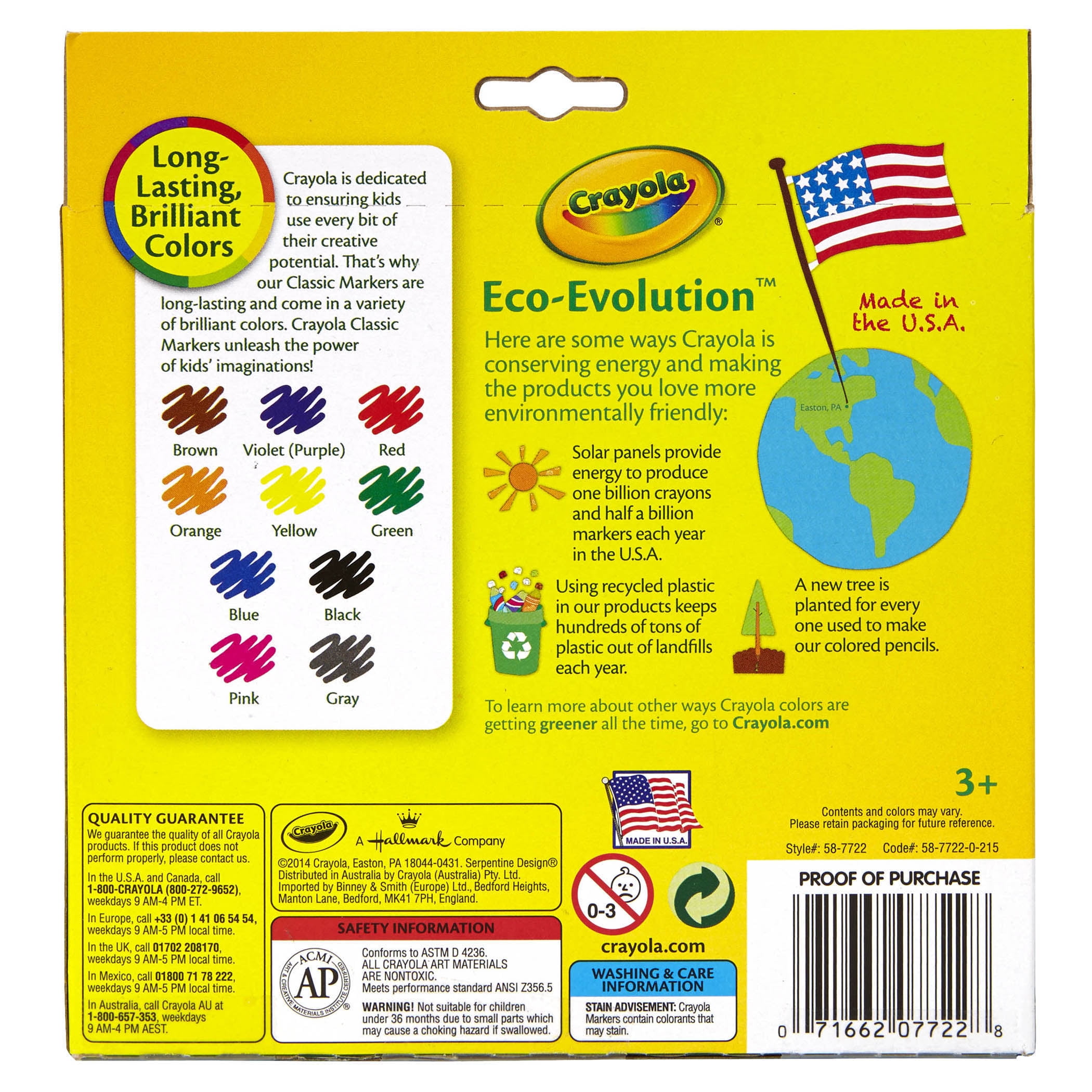 Crayola Broad Line Markers, Classic Colors, 10 Per Box, 6 Boxes