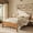 Natural Wood, variant on Morden Fort Spindle Queen Bed Frame with Upholstered Headboard, Solid Wood Platform Bed Frame for Bedroom, Espresso