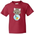 thumbnail image 3 of Inktastic Kitty And The Fish Bowl, Cute Little Cat, Fish Youth T-Shirt, 3 of 5