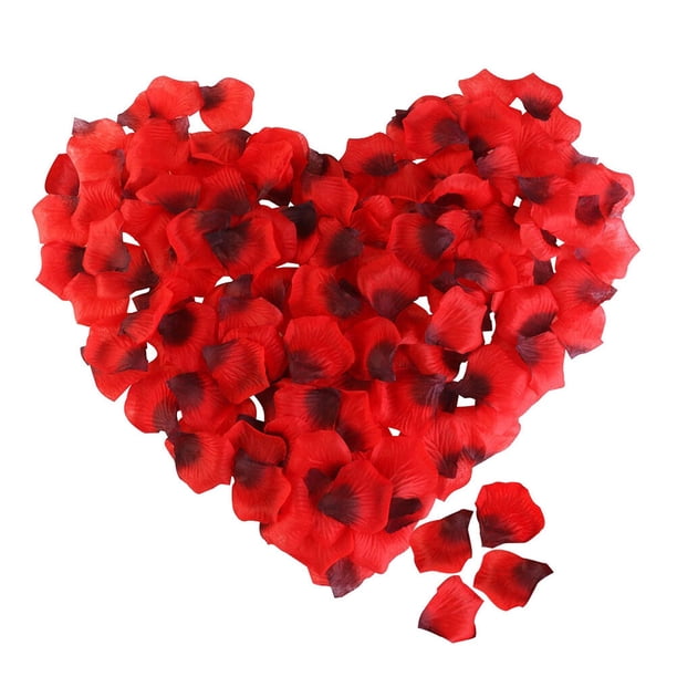 EeaseMX 2400 piezas de pétalos de rosa artificiales de tela para decoración de bodas (rojo oscuro)