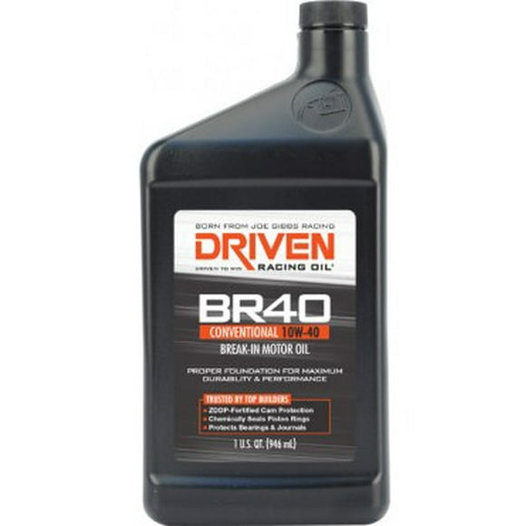 Driven Racing Oil Joe Gibbs Break-In Oil 03706 BR40; SAE 10W-40; Conventional; 1 Quart Bottle; Single