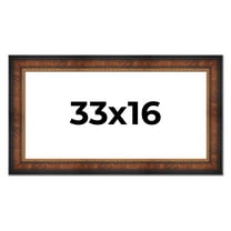 33x16 Frame Brown Walnut Gold Ornate Trim Solid Wood Plein Air Picture Frame | 3 Inch Moulding