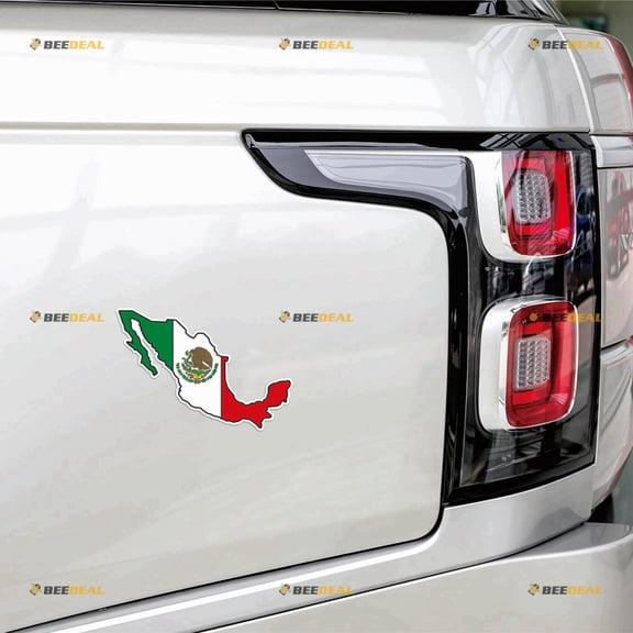 Mexico Mexican Map Flag Coat of Arms Car Magnet Magnetic Sticker Decal - 2 Pack Reflective 4" - for Truck Door Fridge Reusable Waterproof