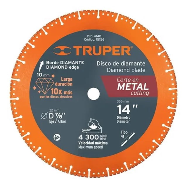 Disco Diamante Corte Metal 14'' T. 43 Truper 15156 Truper DID-4140