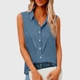 thumbnail image 2 of Dazajoo Womens Button Down Tank Tops Summer Casual Cotton Linen Sleeveless Shirts Lightweight Loose Pleated Vest Tees,Blue,L, 2 of 7