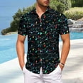 thumbnail image 1 of Blusa y camisa de manga corta con cuello vuelto para hombre, informal, a la moda, con estampado navideño, bolsillo, botones, blusa de manga corta con cuello vuelto, blusa de poliéster para hombre, 1 of 6