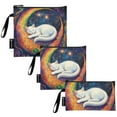 thumbnail image 2 of Haosy 3 Pack Reusable Ziploc Bags BPA Free Healthy Food Storage Bag Leakproof Sandwich Snack Freezer Bags Cat Laying on Moon, 2 of 7