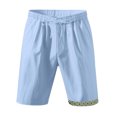 thumbnail image 4 of Mingw Mens Shorts Men Versatile Retro Flax Breathable Drawstring Elastic Waist Beach Shorts, 4 of 5