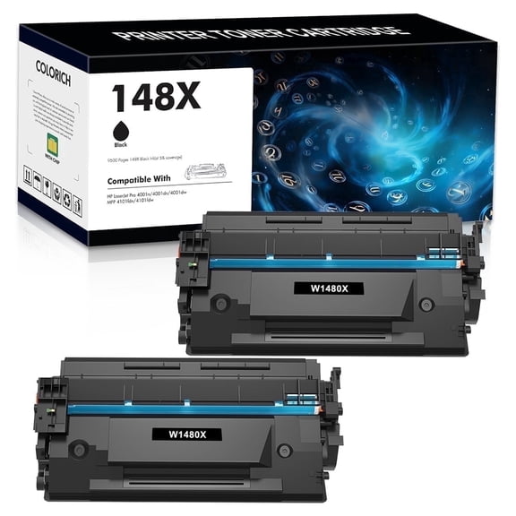 148X Black High Yield Toner Cartridge Compatible for HP 148X for HP 148A W1480X W1480A Laserjet Pro 4001dn MFP 4101fdw 4101fdn 4001n 4001dn 4001dw (With Chip, 2-Pack)