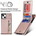 thumbnail image 5 of Crossbody Phone Case for iPhone 14 Plus Case with Card Holder for Women,iPhone 14 Plus Case Wallet with Strap Lanyard for Men,PU Leather Magnetic Clasp with Kickstand 6.7", Rosegold, 5 of 16