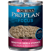 Purina Pro Plan Sensitive Stomach Pate Wet Dog Food, FOCUS Sensitive Skin & Stomach Salmon & Rice Entree, 13 oz. Can
