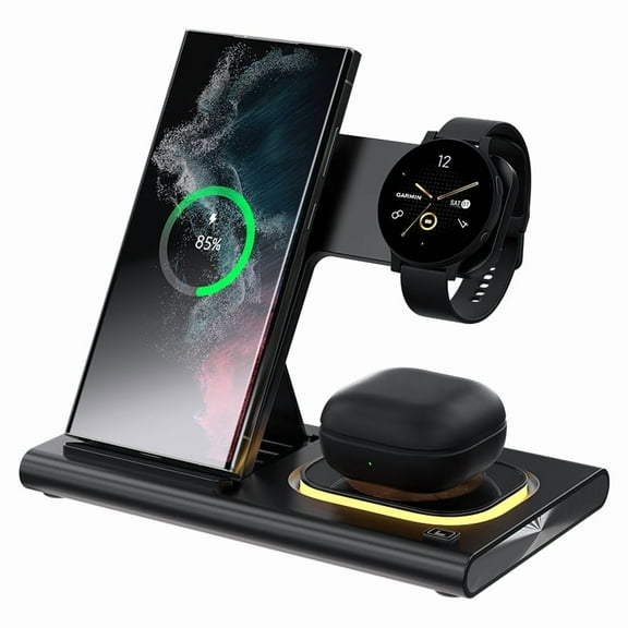 4 in 1 Fast Wireless Charger for Samsung S24 Ultra/S24/S23 Ultra/S22 Ultra/S21/Z Flip 5/Fold 5/Buds Charger, for Galaxy Watch 6/5 Pro/4/3