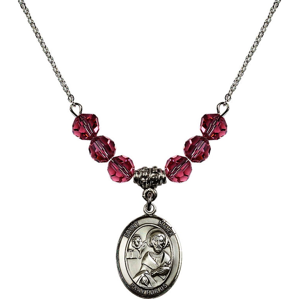Bonyak Jewelry 18 Inch Rhodium Plated Necklace w// 6mm Sterling Silver Beads and Saint Ann Charm