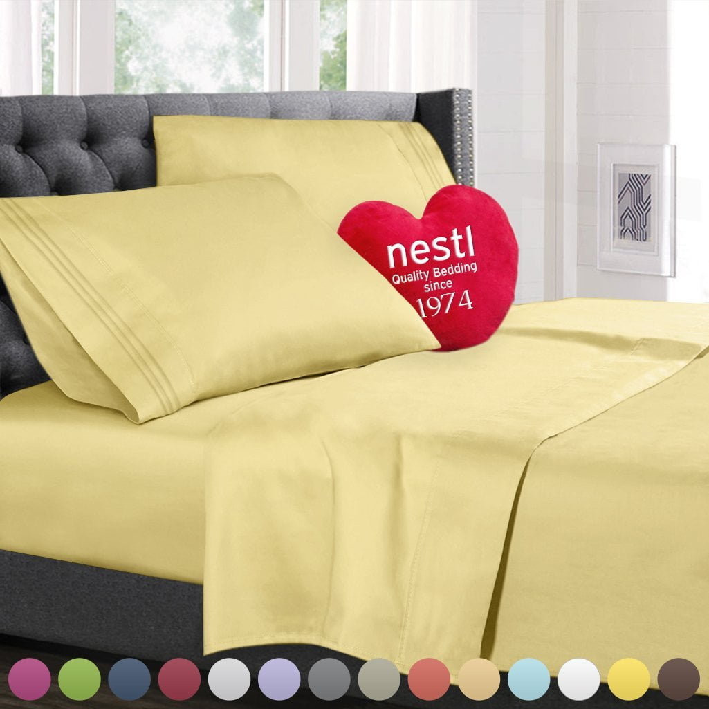 Bed Sheet Bedding Set, Twin Size, Mustard Yellow, 100 Soft Brushed