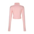 thumbnail image 5 of OSOLU Women Solid Color Personality Street High Neck Spring New Long Sleeve Tops T-Shirt Tee Comfort Dailywear, 5 of 7
