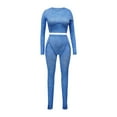 thumbnail image 3 of DailyTrove Women's Plus Size Long Sleeve Tracksuit - Solid Color, Slim Fit, Spring & Casual Street Wear,Light Blue, 3 of 5