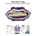 thumbnail image 4 of Tote Bag for Women - Purple Boston Terrier Puppy Shoulder Bag - Large Utility Work Duffle Bag with Zipper Handbag for Travel, Work, Sprots, 4 of 5