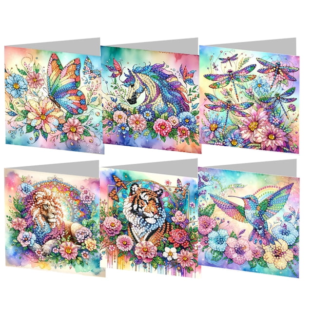 Tarjeta Dibujo Diamantes Kit Tarjetas Pintura Imitación 6 Uds. para Adultos Y