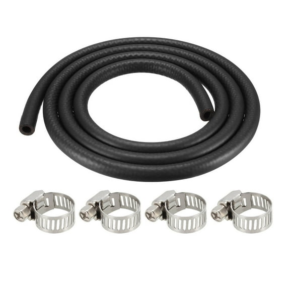Fuel Line Fuel Hose Rubber 8mm I.D.  1.8M/5.9FT  Diesel Petrol Hose Engine Pipe Tubing with 4 Clamps
