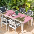 thumbnail image 2 of Pink Gnomes Christmas Table Cloths for 4 Foot Rectangle Tables, Xmas Tree Balls Snowflake Patio Waterproof Elastic Fitted Tablecloths, Washable Rectangular Table Cover for Camping, 2 of 8