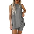 thumbnail image 3 of QATAINLAV 2 Piece Outfits for Women 2025 Summer Matching Lounge Set Cotton Sleeveless Long Hem Tanks and Shorts Sets Sleepwear Gray M Ofertas Del Dia de Hoy Relampago, 3 of 8