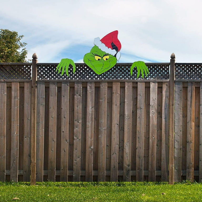 Outdoor Christmas Grinch Decorative Fence Sign Home Decor, Size: Style 6