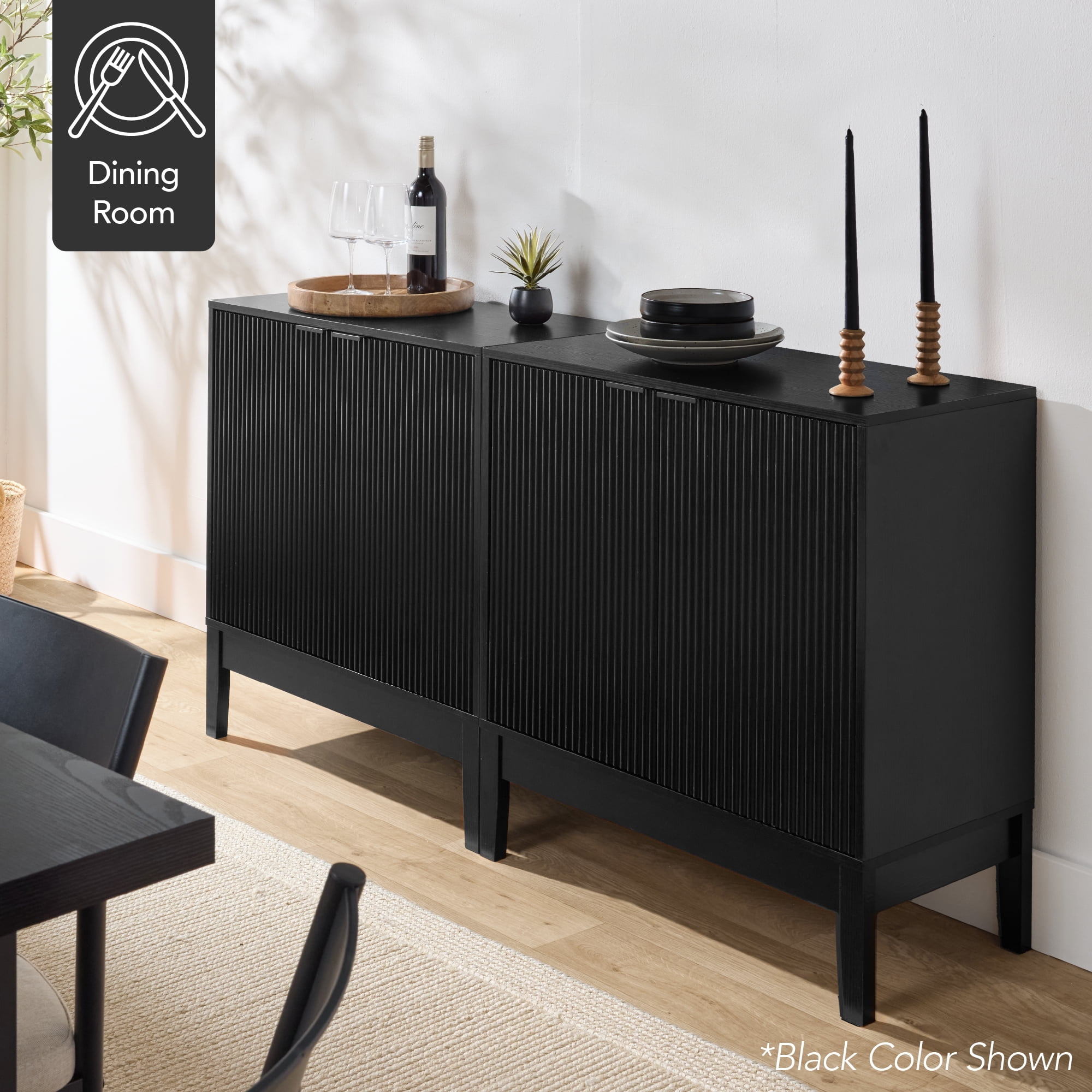 Best Choice Products 2-Door Reeded Storage Cabinet w/ Soft-Close Doors, Multipurpose Accent Furniture - Natural