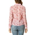 thumbnail image 3 of INSPIRE CHIC Women's Contrast Color Collar See Through Floral Tops, 3 of 6