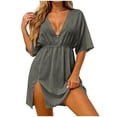 thumbnail image 2 of XiYing Robes Décontractées pour Femmes, Robe de Plage Décontractée Ample pour Femmes, Design à Taille Fluide à Manches Courtes avec Lien au Dos, Couvre-Bikini de Vacances, S-TTG,, 2 of 7