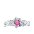 thumbnail image 4 of Rosec Jewels Pink Tourmaline Floral Ring with Diamond for Women - Nature Inspired Ring, 925 Sterling Silver, US 8.50, 4 of 8