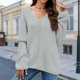 thumbnail image 4 of Suéter Jerseys de ganchillo para mujer, estilo informal, traje de vacaciones de ajuste holgado (gris M) Ygjytge Gris T M para Mujer, 4 of 7