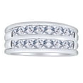 thumbnail image 2 of AFFY Father's Day Gift 3 Carat (Cttw) Princess Cut White Natural Diamond Double Row Men's Wedding Band Ring In 14k Solid White Gold Ring Size-12.5, 2 of 2