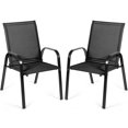 thumbnail image 2 of Costway 2PCS Patio Chairs Outdoor Dining Chair 11.5 lbs Of Eachtough Garden Deck Yard W/Armrest Black, 2 of 10
