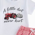 thumbnail image 4 of KPOPLK Toddler Baby Boy Clothes 3 6 9 12 18 Months 2 3T 4T Tractor Letter Print Shirt Plaid Shorts Set Outfits 2 PCS(3-4 Years,Red), 4 of 4