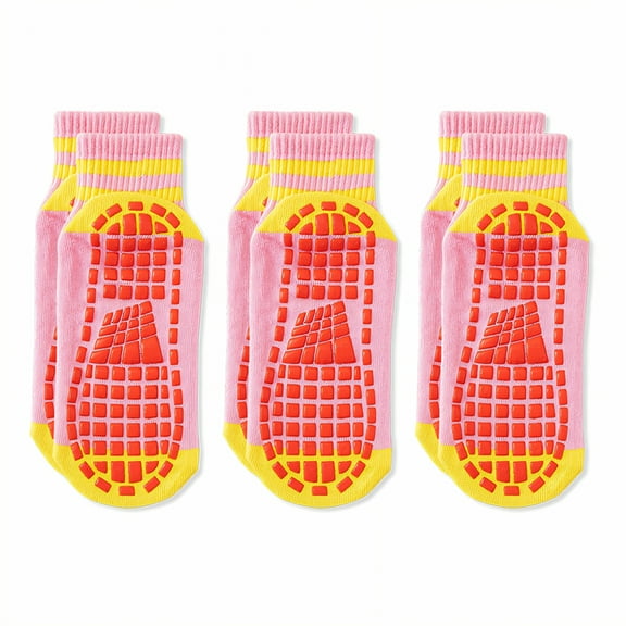 TELOLY 3Pairs Grip Socks Pilates,Suitable for All Seasons Long Socks,Silent Without Disturbing Yoga Socks,Black,21Cm